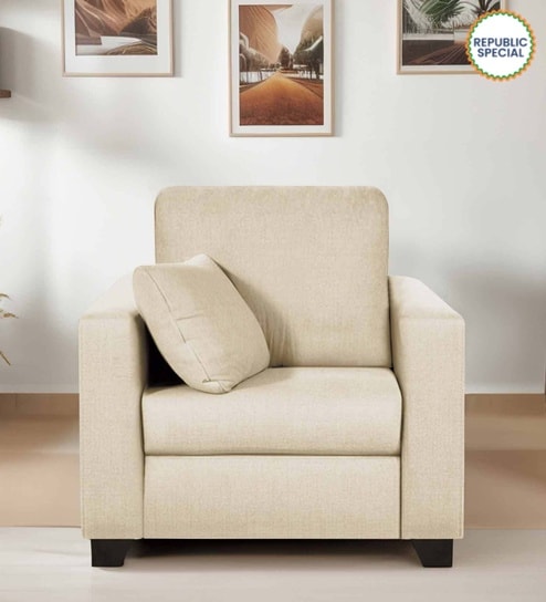 Bingo Fabric 1 Seater Sofa In Creamy Cashmere Colour