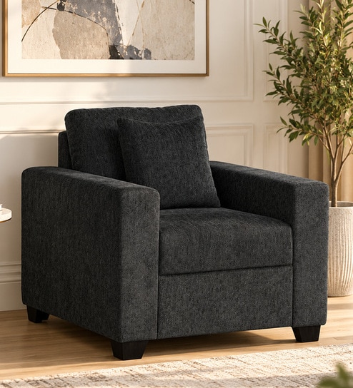 Bingo Fabric 1 Seater Sofa In Grey Colour