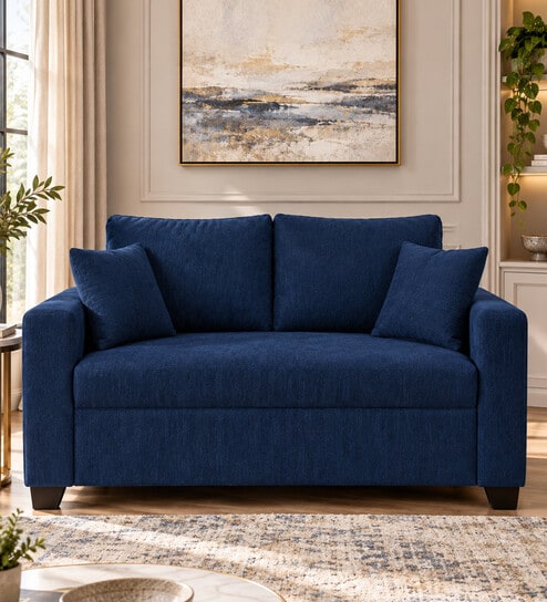 Bingo Fabric 2 Seater Sofa In Cool Cobalt Colour