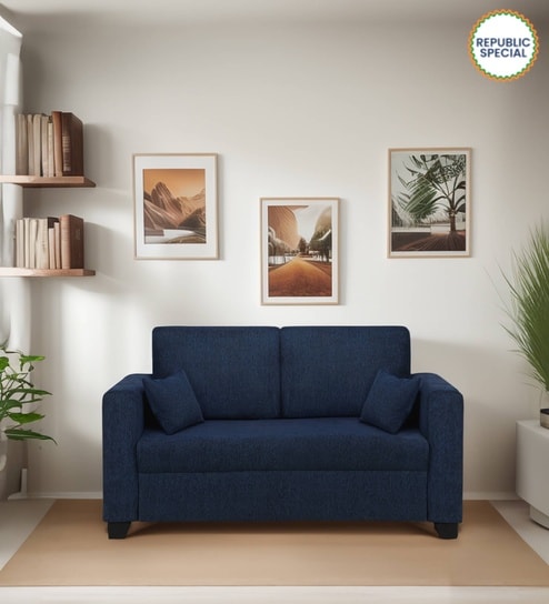 Bingo Fabric 2 Seater Sofa In Cool Cobalt Colour