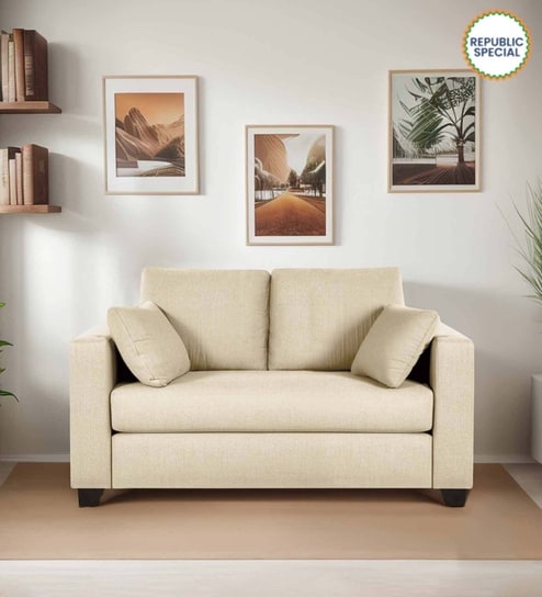 Bingo Fabric 2 Seater Sofa In Creamy Cashmere Colour