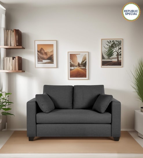 Bingo Fabric 2 Seater Sofa In Grey Colour