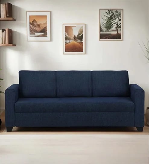 Bingo Fabric 3 Seater Sofa In Cool Cobalt Colour