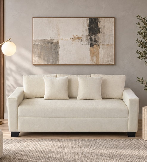 Bingo Fabric 3 Seater Sofa In Creamy Cashmere Colour