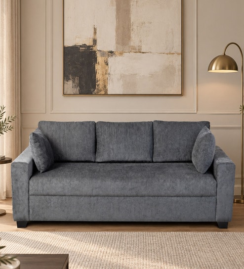Bingo Fabric 3 Seater Sofa In Grey Colour
