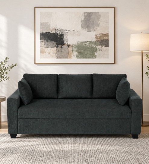 Bingo Fabric 3 Seater Sofa In Grey Colour
