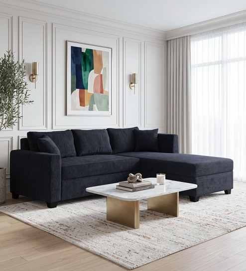 Bingo Fabric LHS Sectional Sofa (2+ Lounger) In Grey Colour