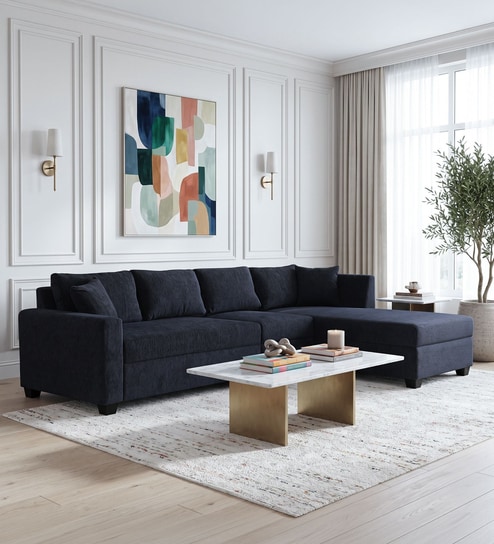 Bingo Fabric LHS Sectional Sofa (3+ Lounger) In Grey Colour