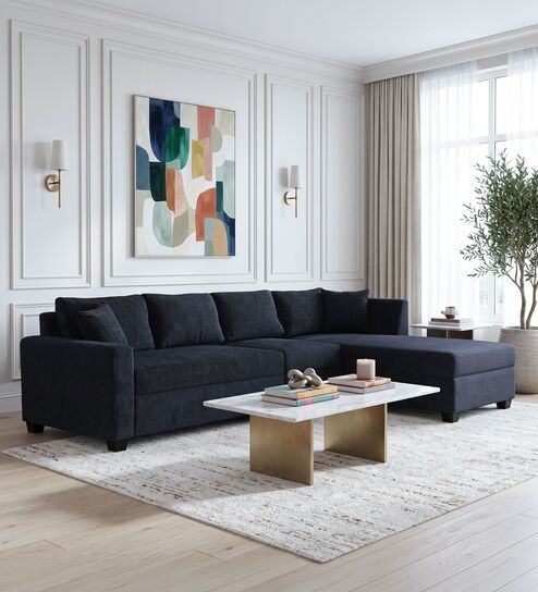 Bingo Fabric LHS Sectional Sofa (3+ Lounger) In Grey Colour