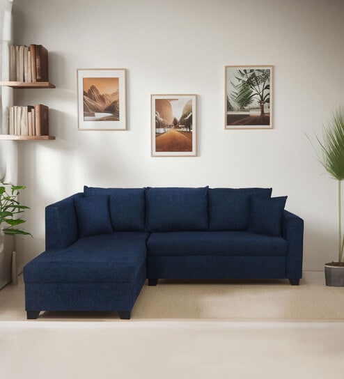 Bingo Fabric RHS Sectional Sofa ( 2+ Lounger ) In Cool Cobalt Colour