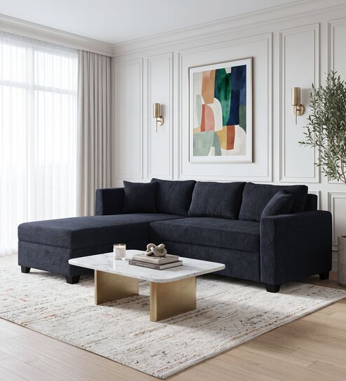 Bingo Fabric RHS Sectional Sofa (2+ Lounger) In Grey Colour