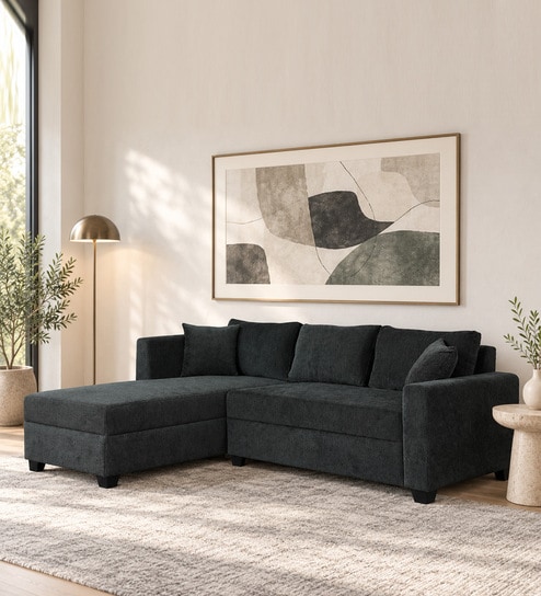 Bingo Fabric RHS Sectional Sofa (2+ Lounger) In Grey Colour
