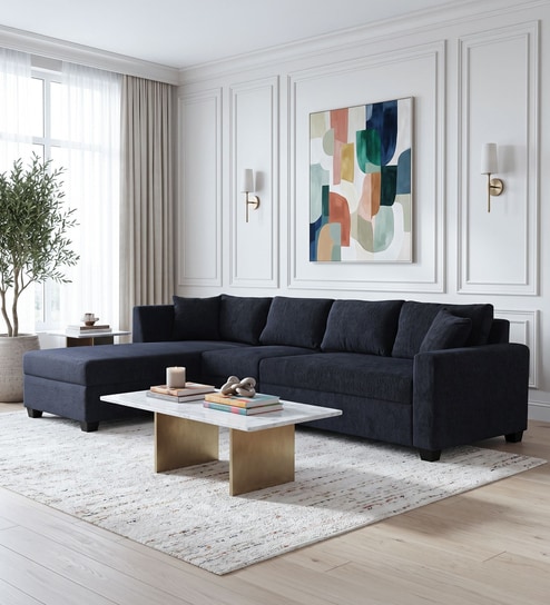 Bingo Fabric RHS Sectional Sofa (3+ Lounger) In Grey Colour