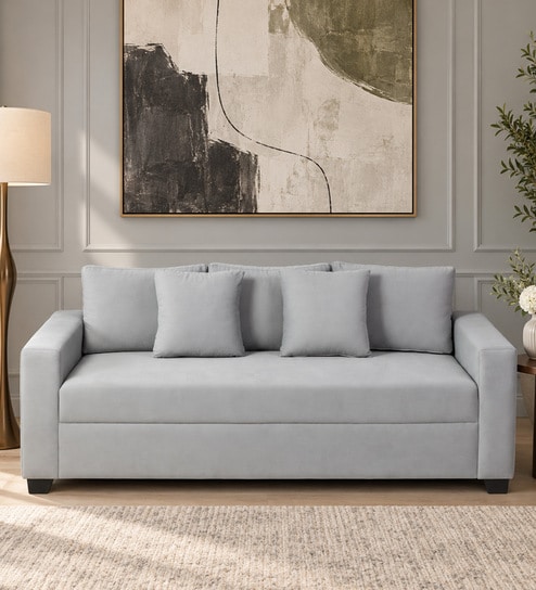 Bingo Velvet 3 Seater Sofa In Grey Colour