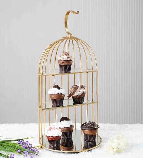 Birde Gold Metal Cake Stand