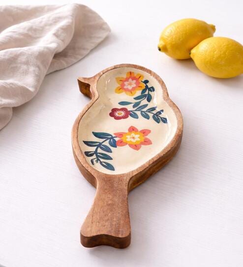 Birdie Wooden Platter-cum-Wall D cor ( Small)