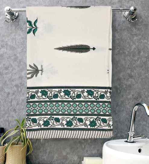 Biscay Bay Madhuban Floral Waffle Cotton 250 GSM Bath & Hand Towel Set