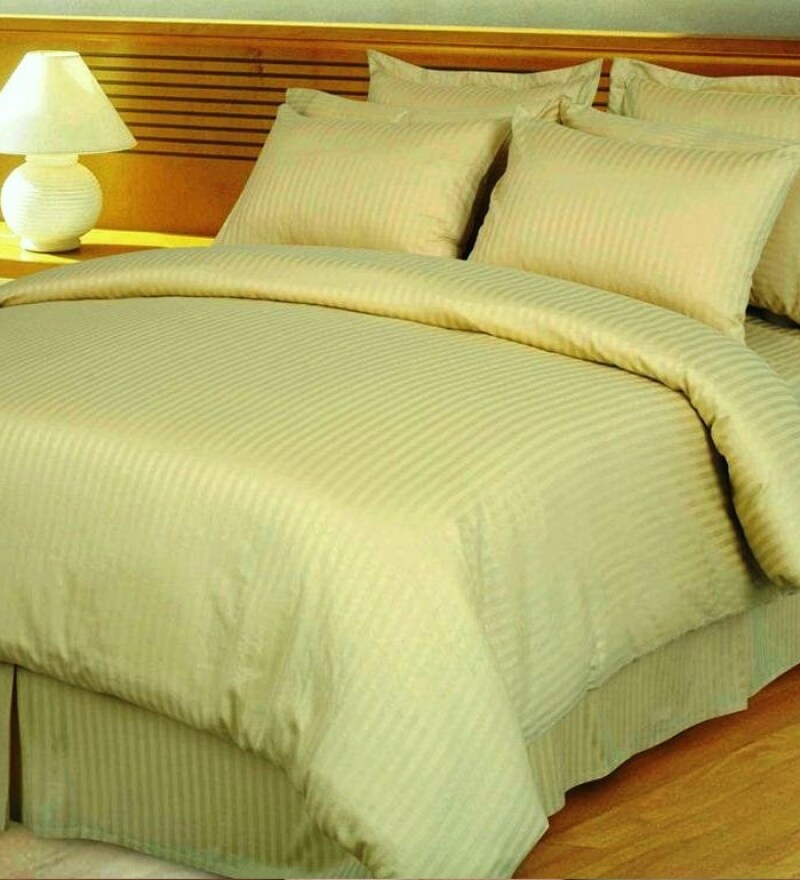 Buy Birla Century Pista Green Satin Stripe Bedsheet Online Bed Sheets