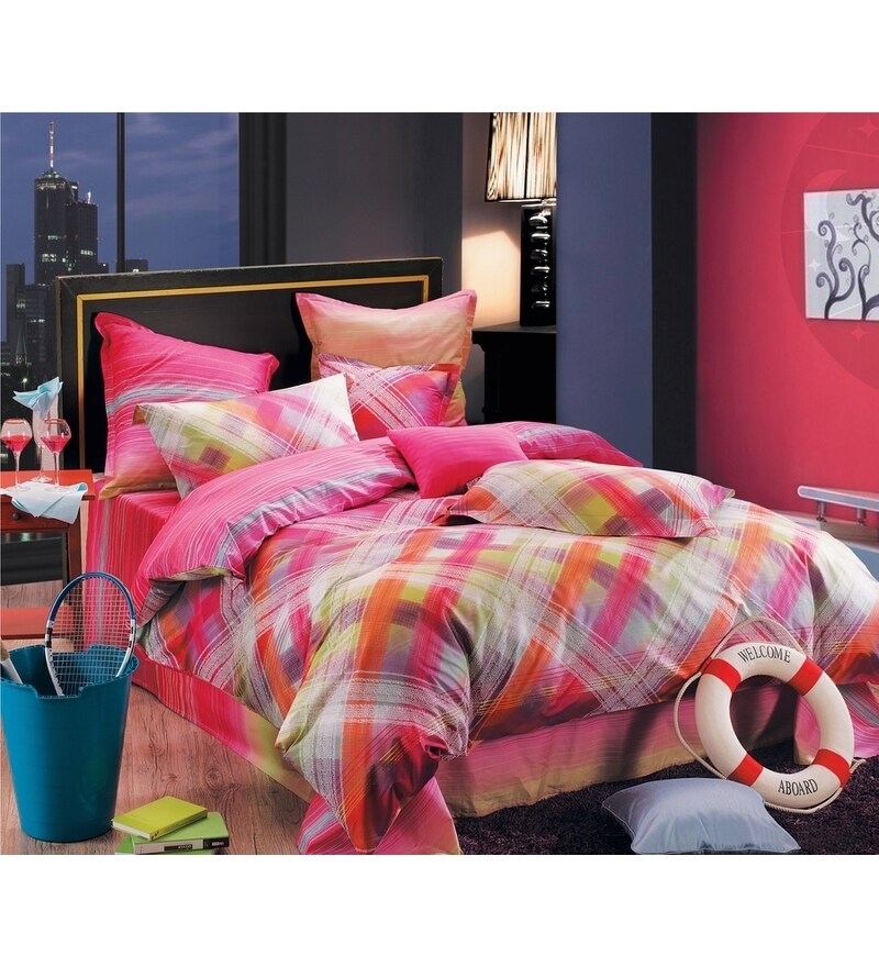 Buy Bianca Bordelle Designed Double Bedsheet In Bright Dark Pastel