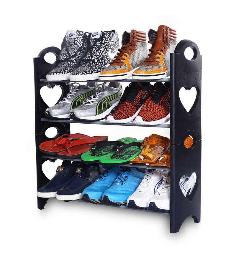 Buy Birdy Black Stainless Steel 23 X 31 Inch Shoe Rack Online Shoe Racks Footwear Organisers Homeware Pepperfry Product