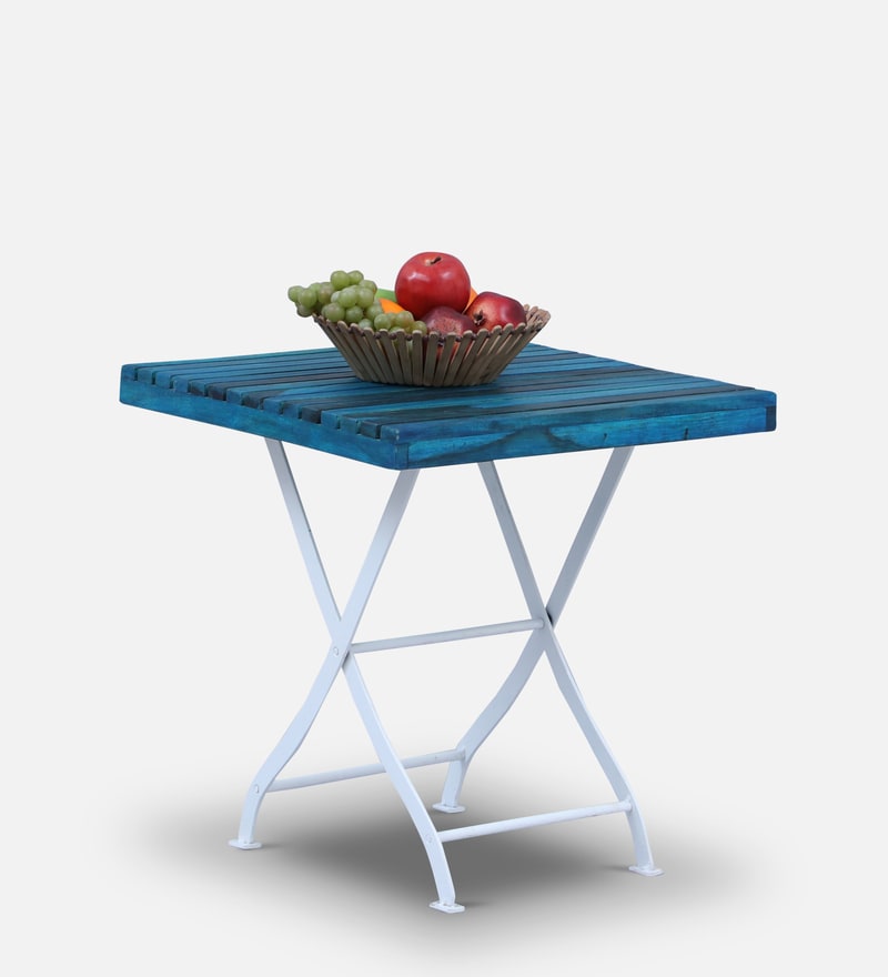 small blue outdoor table