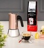 Bialetti Venus Induction Friendly Stainless Steel 4 Cup Moka Pot Coffee Maker (Copper)