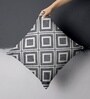 Black Cotton Jute Geometric Handloom Cushion Cover