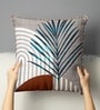 Suzane Earth & Beige Silk Linen Abstract Geometric Reversible Printed Cushion Cover