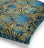 Suzane Teal & Gold Silk Linen Floral Check Reversible Printed Cushion Cover