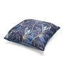 Suzane Navy & Gold Silk Linen Floral Stripe Reversible Printed Cushion Cover
