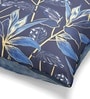 Suzane Navy & Gold Silk Linen Floral Stripe Reversible Printed Cushion Cover
