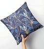 Suzane Navy & Gold Silk Linen Floral Stripe Reversible Printed Cushion Cover