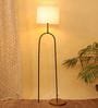 Midwest White Fabric Shade Club Floor Lamp With Metal Base