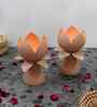 Biege Textured Lotus Tealight Holder Set of 2