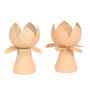 Biege Textured Lotus Tealight Holder Set of 2