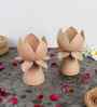 Biege Textured Lotus Tealight Holder Set of 2