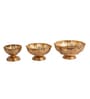 Big Bowl Lotus Cut Urli With Base Set of 3