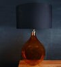 Big Bump Black Fabric Shade Table Lamp with Red Base