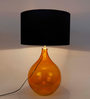 Big Bump Black Fabric Shade Table Lamp with Red Base