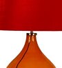 Sloping Red Fabric Shade Night Lamp With Glass Base