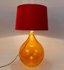 Sloping Red Fabric Shade Night Lamp With Glass Base