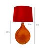 Sloping Red Fabric Shade Night Lamp With Glass Base
