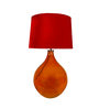 Sloping Red Fabric Shade Night Lamp With Glass Base