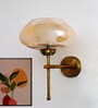Big Kachori Glass Amber Globe Wall Light Brass Sconce