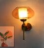 Big Kachori Glass Amber Globe Wall Light Brass Sconce