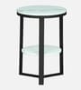 Bigard White Porcelain Top End Table With Black Finish