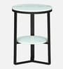 Bigard White Porcelain Top End Table With Black Finish