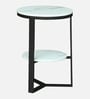 Bigard White Porcelain Top End Table With Black Finish