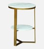 Bigard White Porcelain Top End Table With Gold Finish