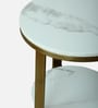 Bigard White Porcelain Top End Table With Gold Finish